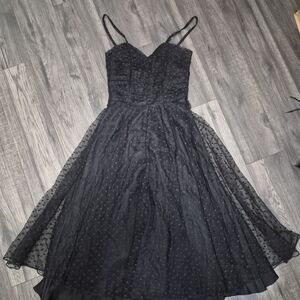 The House Of Nu-Mode Black Polka Dot Mesh Midi Dress - Size M